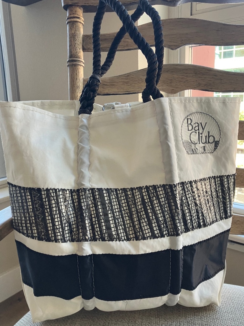 Sea Bag Black and White Medium Sail Cloth Boat Bag